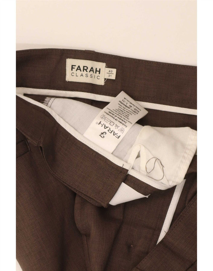 Мужские прямые брюки чинос Farah W40 L31 коричневые из полиэстера