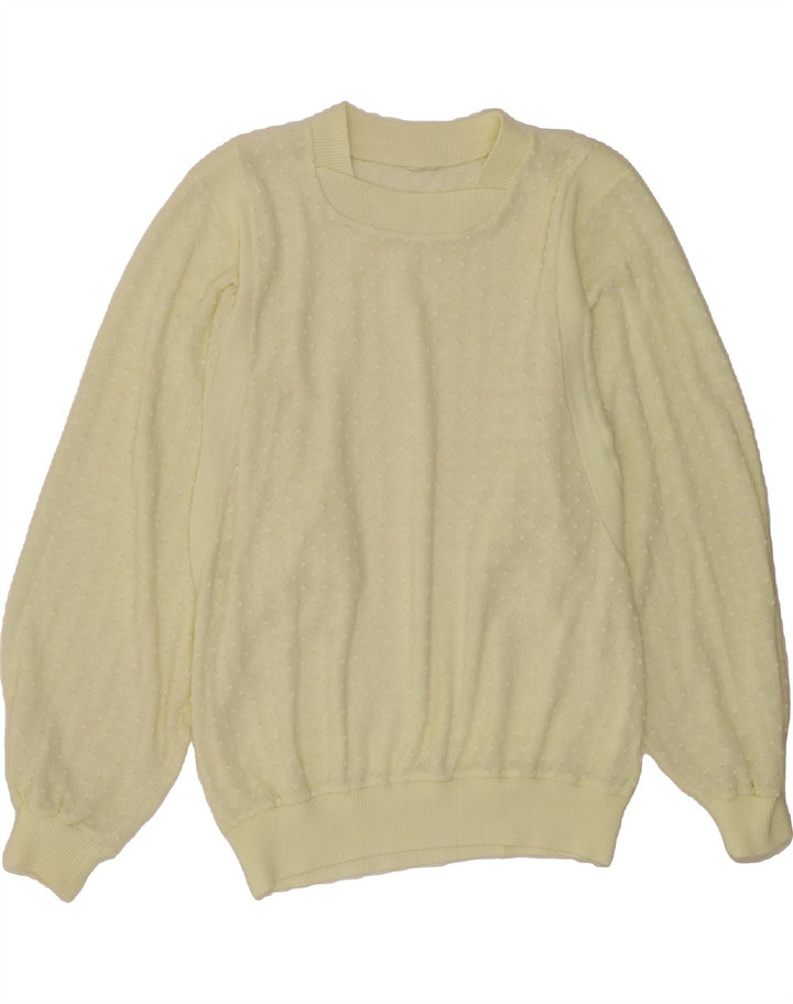 VINTAGE Womens Crew Neck Jumper Sweater UK 12 Medium Yellow Spotted Vintage Vintage and Second-Hand Vintage from Messina Hembry 