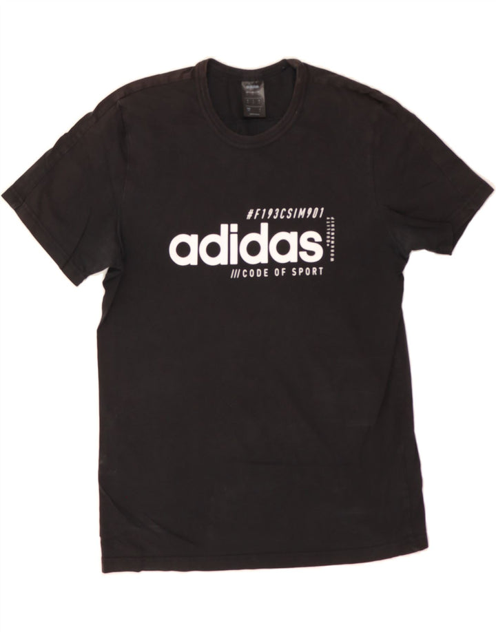 ADIDAS Mens Graphic T-Shirt Top Medium Black Cotton Vintage Adidas and Second-Hand Adidas from Messina Hembry 
