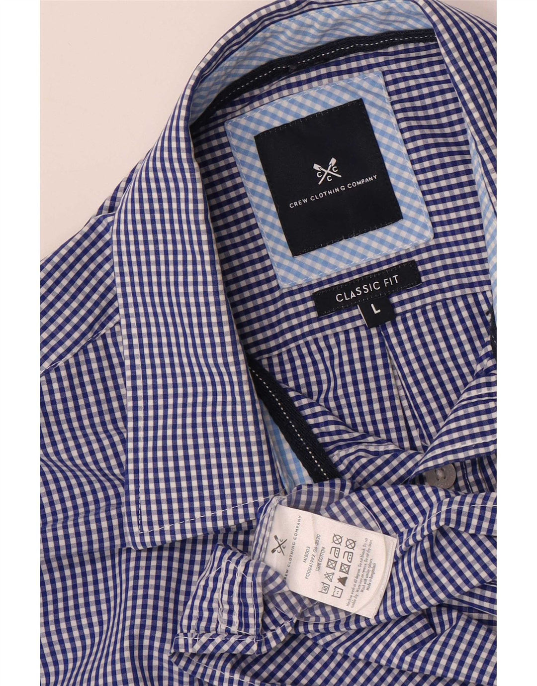 Crew Clothing Мужская классическая рубашка большого размера из хлопка в мелкую синюю клетку