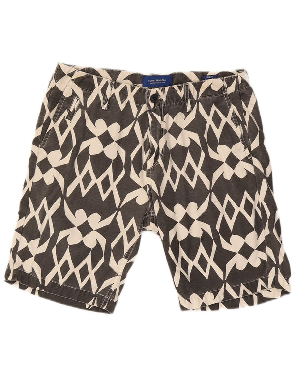 Мужские шорты чинос Scotch & Soda W30, хлопок среднего серого цвета с геометрическим рисунком