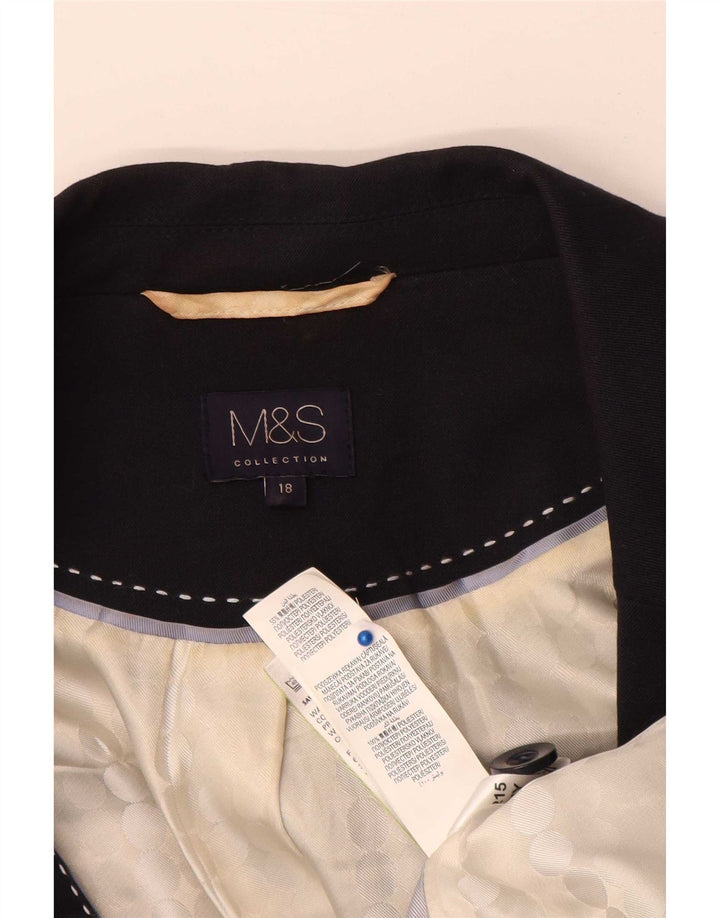 Женский пиджак на 1 пуговице Marks & Spencer UK 18 XL, темно-синий полиэстер