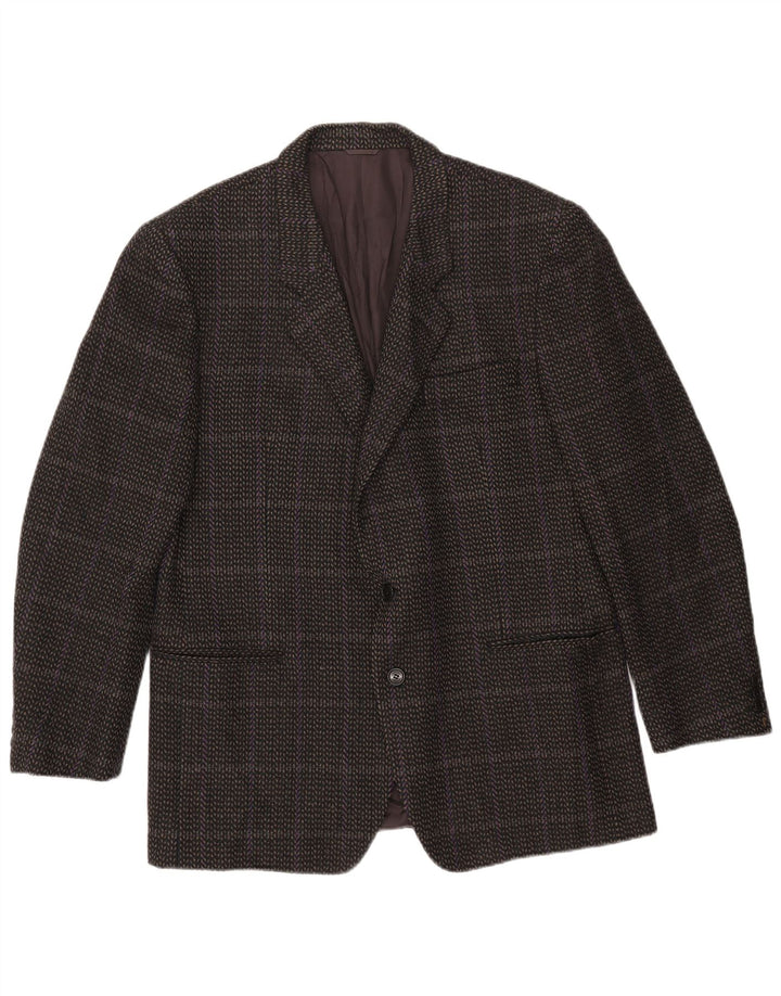 Мужской пиджак Cerruti 1881 на 2 пуговицах IT 54 2XL Серый в клетку из овечьей шерсти