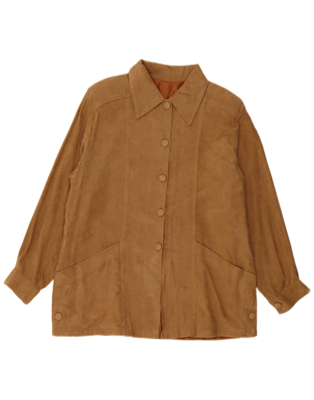 Винтажная женская замшевая куртка UK 16, большая коричневая