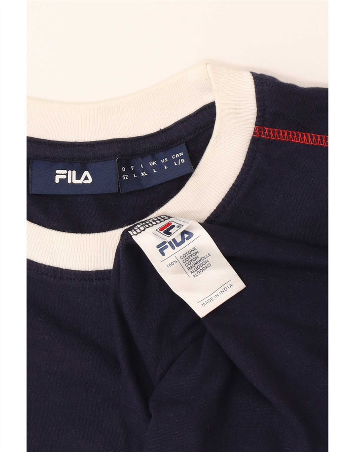 Fila Мужская футболка из хлопка большого размера темно-синего цвета в полоску