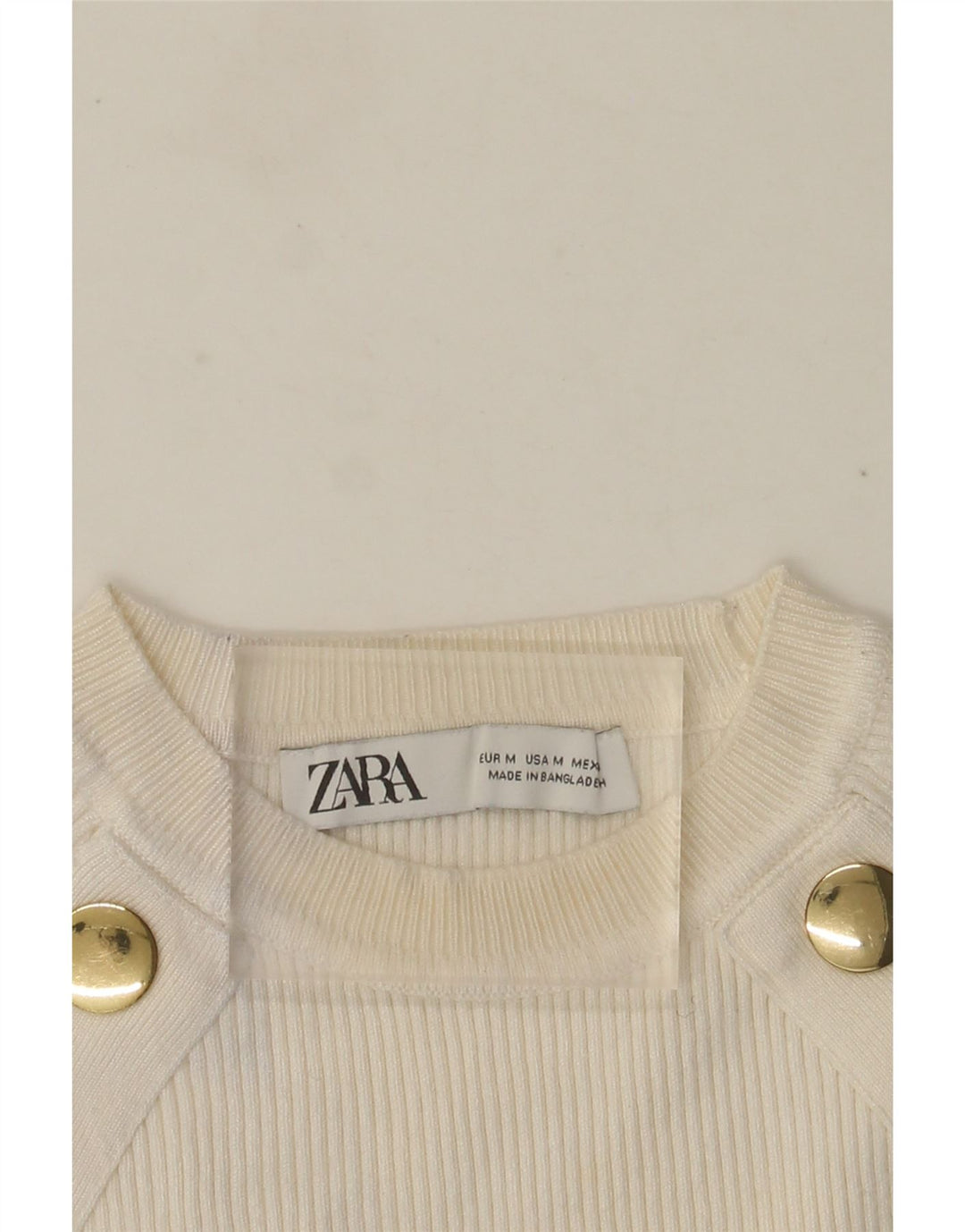 Женский укороченный джемпер с круглым вырезом Zara UK 12, средний белый