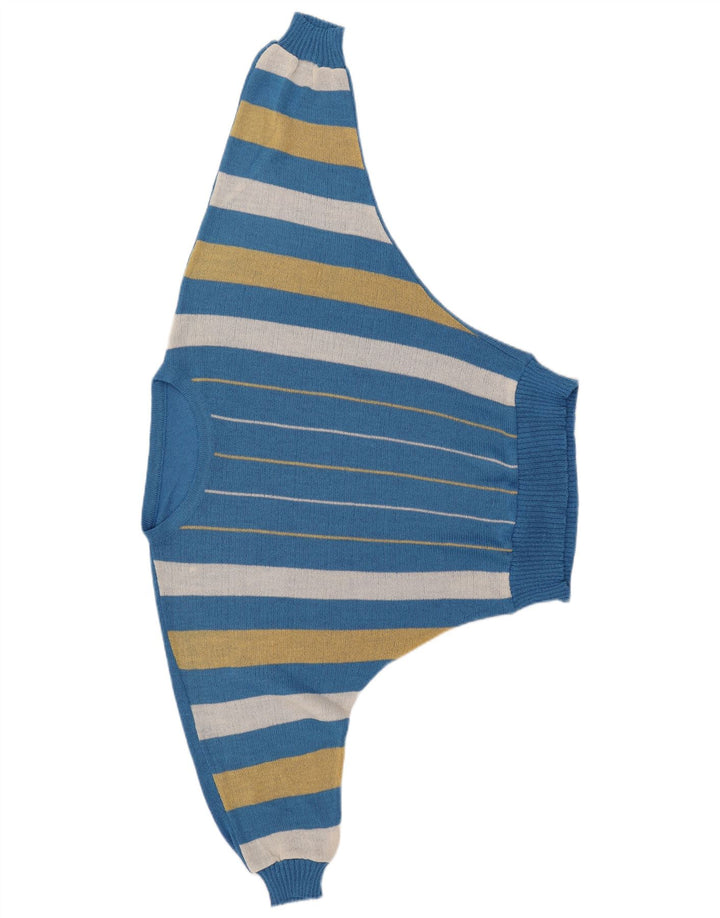 ВИНТАЖНЫЙ женский джемпер с вырезом «лодочка» IT 40, маленький синий в полоску
