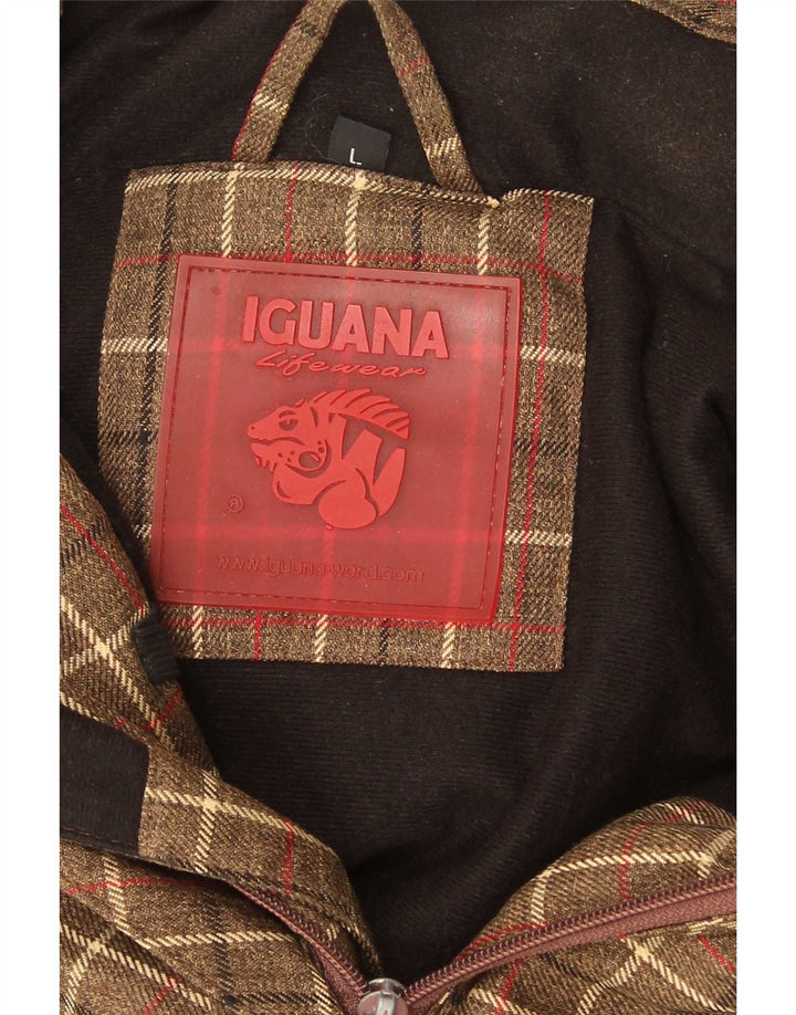 Мужская ветровка Iguana с капюшоном UK 40, большая коричневая клетка из полиэстера
