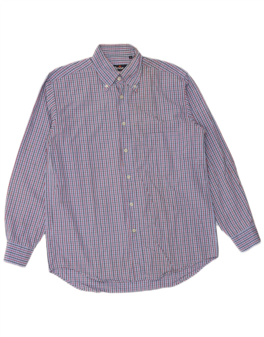 ELLESSE Мужская рубашка из хлопка среднего синего цвета в клетку