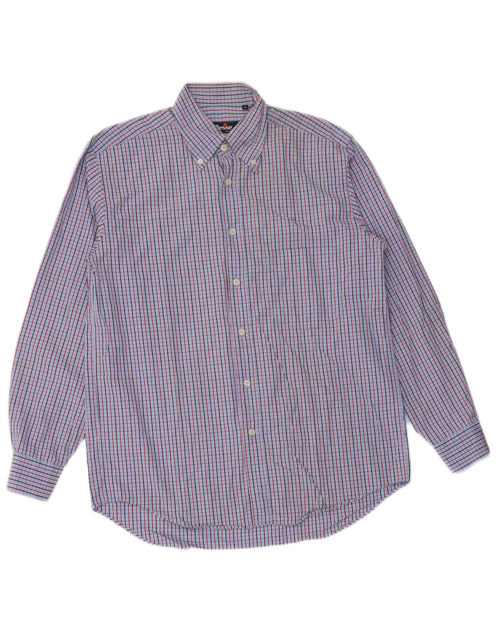 ELLESSE Мужская рубашка из хлопка среднего синего цвета в клетку