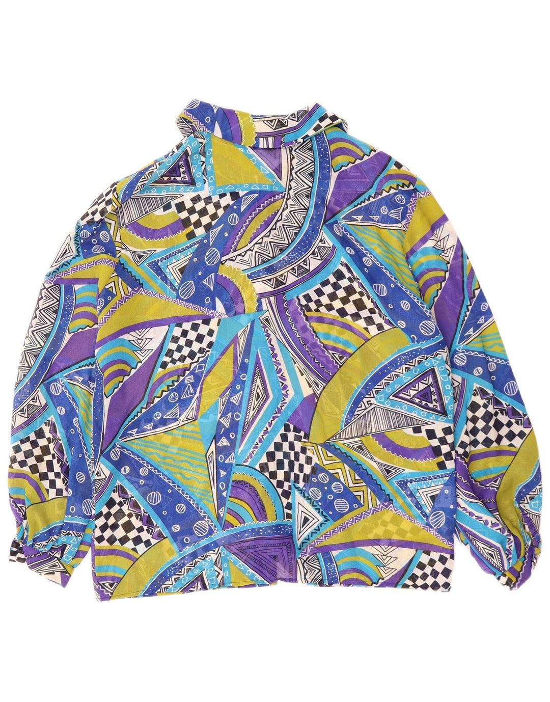 Женская блузка-рубашка VINTAGE IT 42, полиэстер, средний синий с геометрическим рисунком