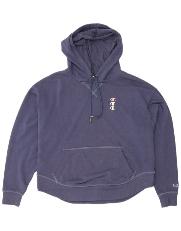 Champion Womens Hoodie Jumper UK 16 Large Navy Blue