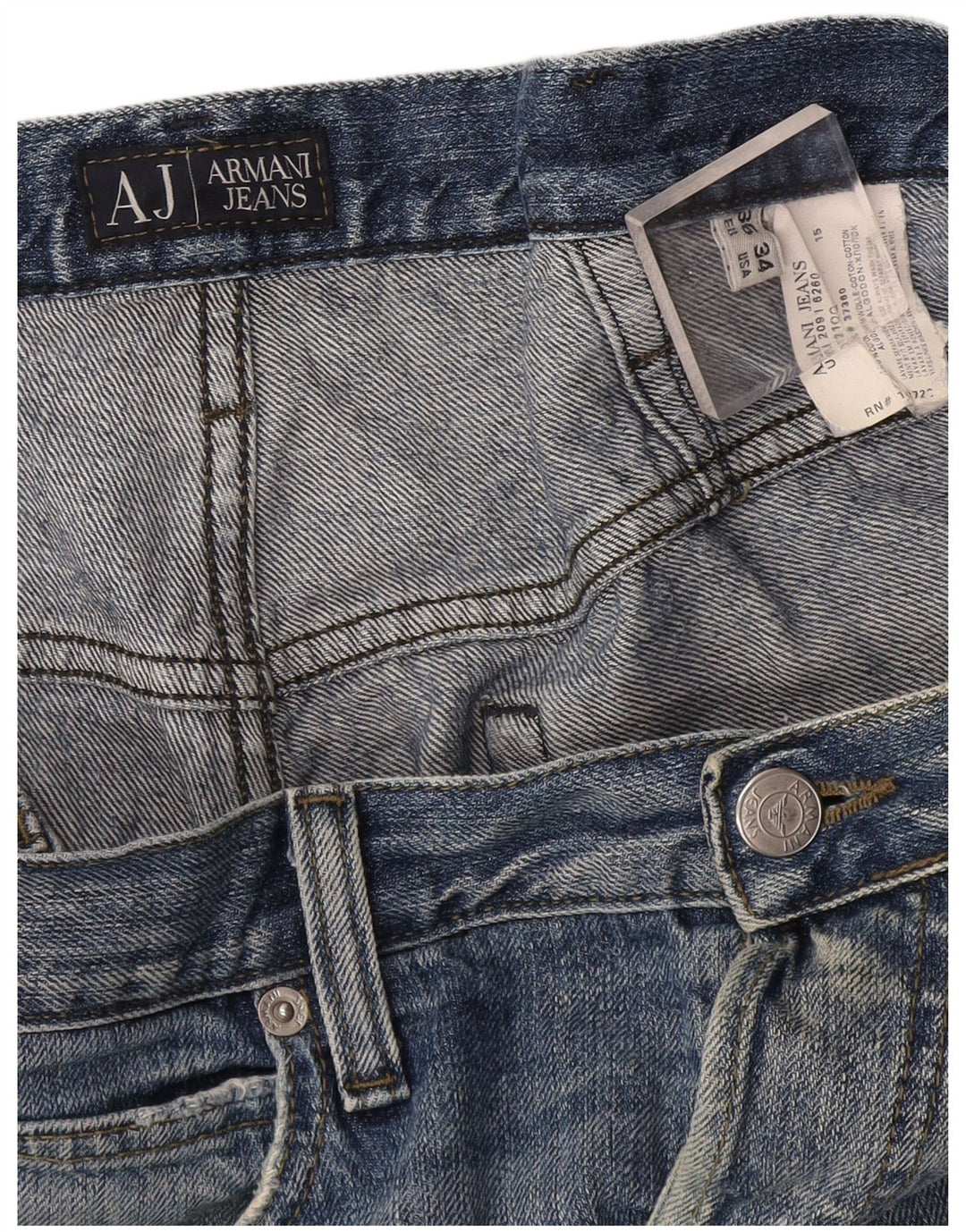 Мужские прямые джинсы Armani W36 L34 синие, хлопок