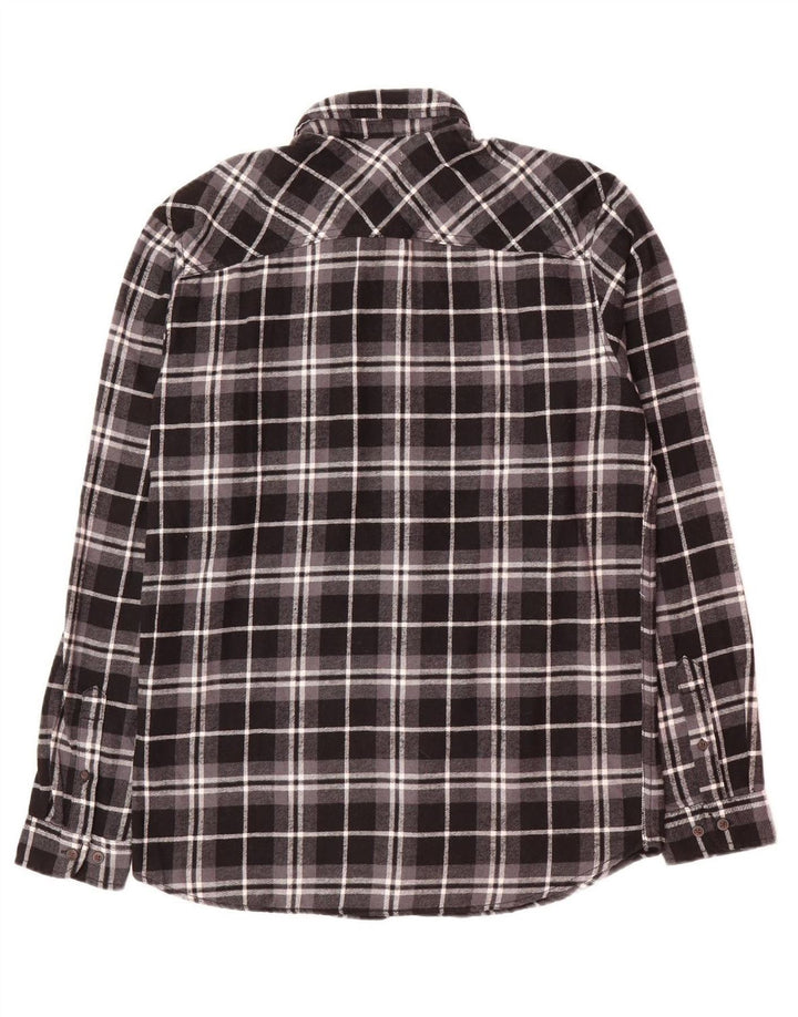 JACK & JONES Mens Flannel Shirt Large Black Check Cotton