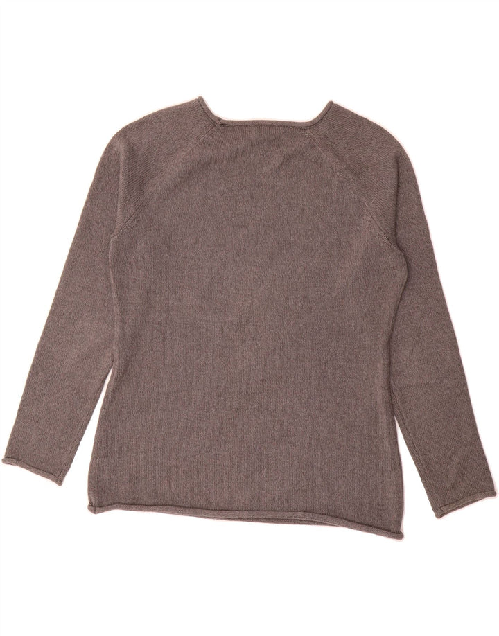 EDDIE BAUER Womens Boat Neck Jumper Sweater UK 14 Medium Grey Cotton Vintage Eddie Bauer and Second-Hand Eddie Bauer from Messina Hembry 