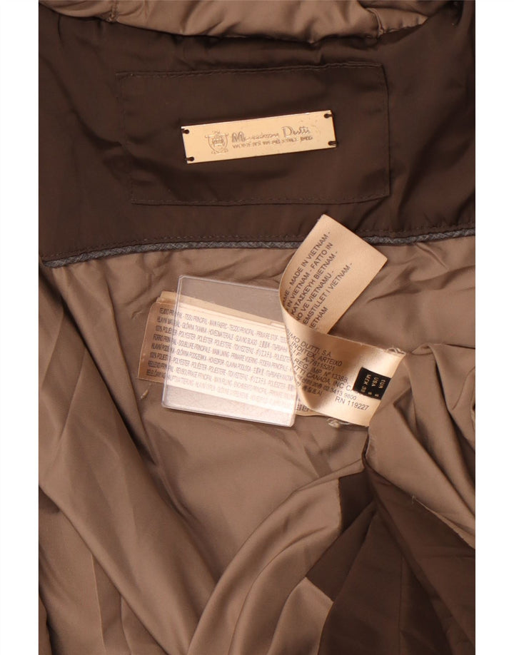 MASSIMO DUTTI Женское стеганое пальто с капюшоном UK 10, маленький коричневый, полиэстер