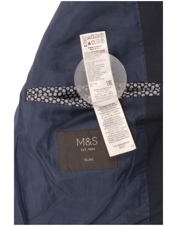 Мужской тонкий пиджак Marks & Spencer с 2 пуговицами, Великобритания 38, средний темно-синий