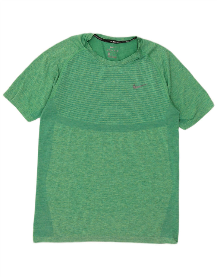 Мужская футболка Nike Dri Fit средней длины в зеленую полоску