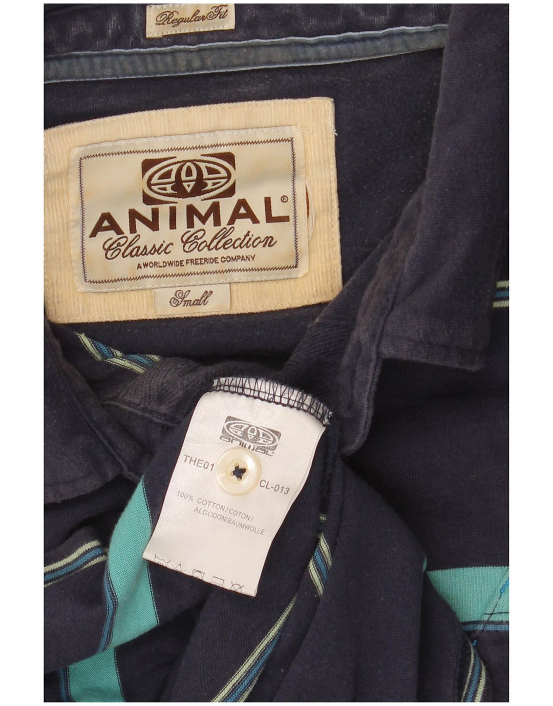 Мужская рубашка-поло стандартного кроя Animal, маленькая хлопковая темно-синяя полоска