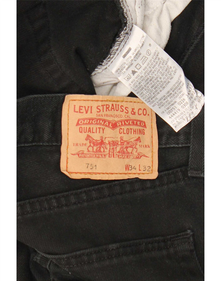 Мужские прямые джинсы Levi's 751 W34 L32, черный хлопок