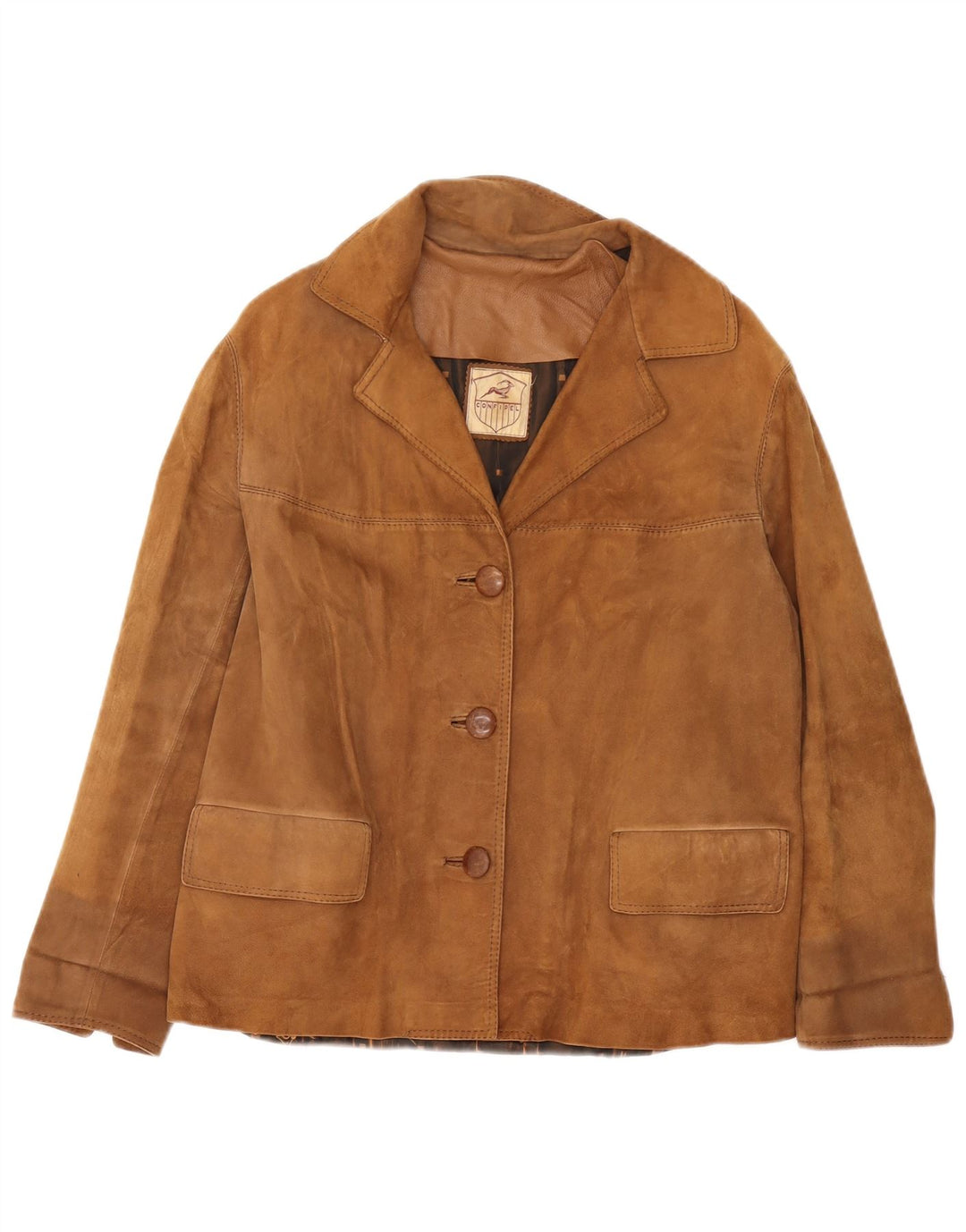 ВИНТАЖНЫЙ женский замшевый пиджак на 3 пуговицах, Великобритания 16, большой коричневый цвет