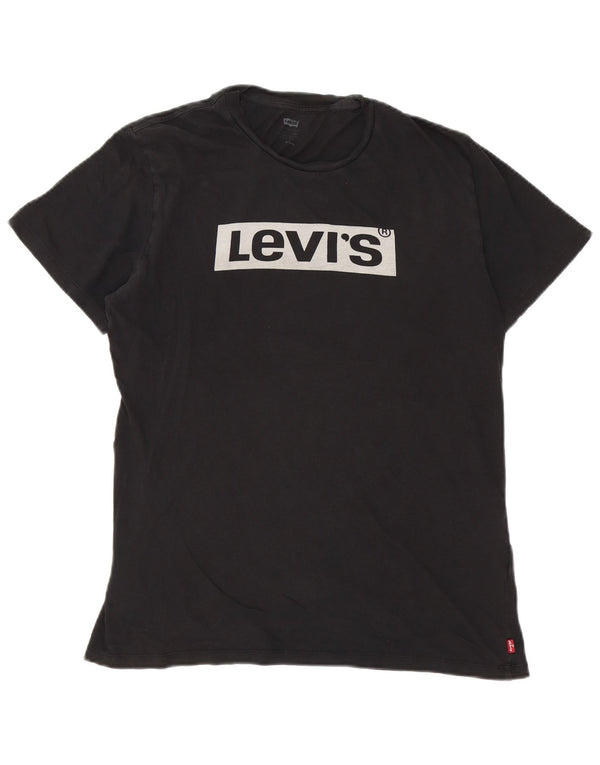 Мужская футболка с рисунком Levi's, верх среднего размера, черный хлопок, хлопок