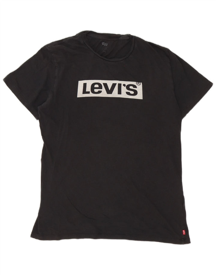 Мужская футболка с рисунком Levi's, верх среднего размера, черный хлопок, хлопок