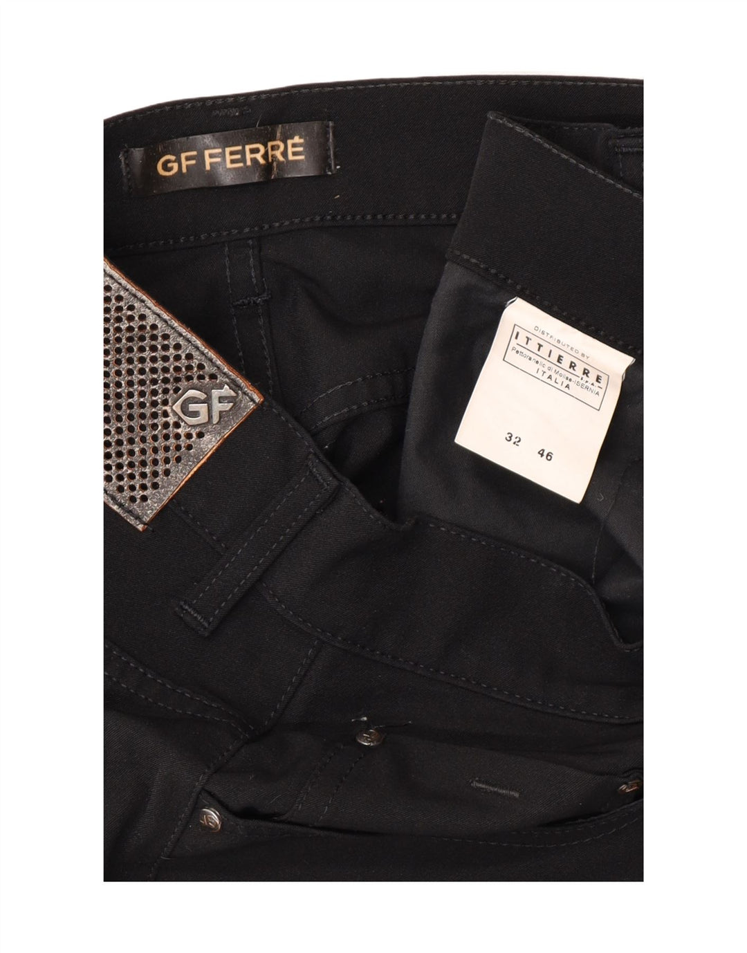 GF FERRE Mens Straight Casual Trousers W32 L29 Black Polyamide Vintage GF Ferre and Second-Hand GF Ferre from Messina Hembry 