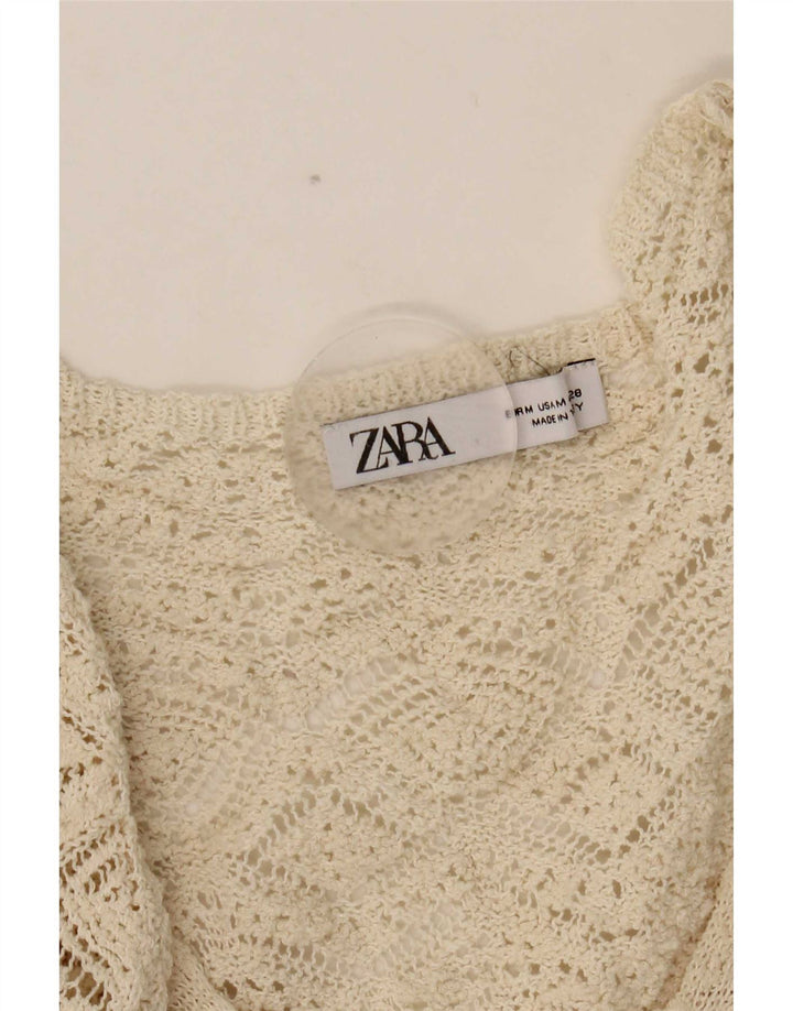 Женское платье-джемпер с рукавом 3/4 Zara UK 12, средний белый полиэстер
