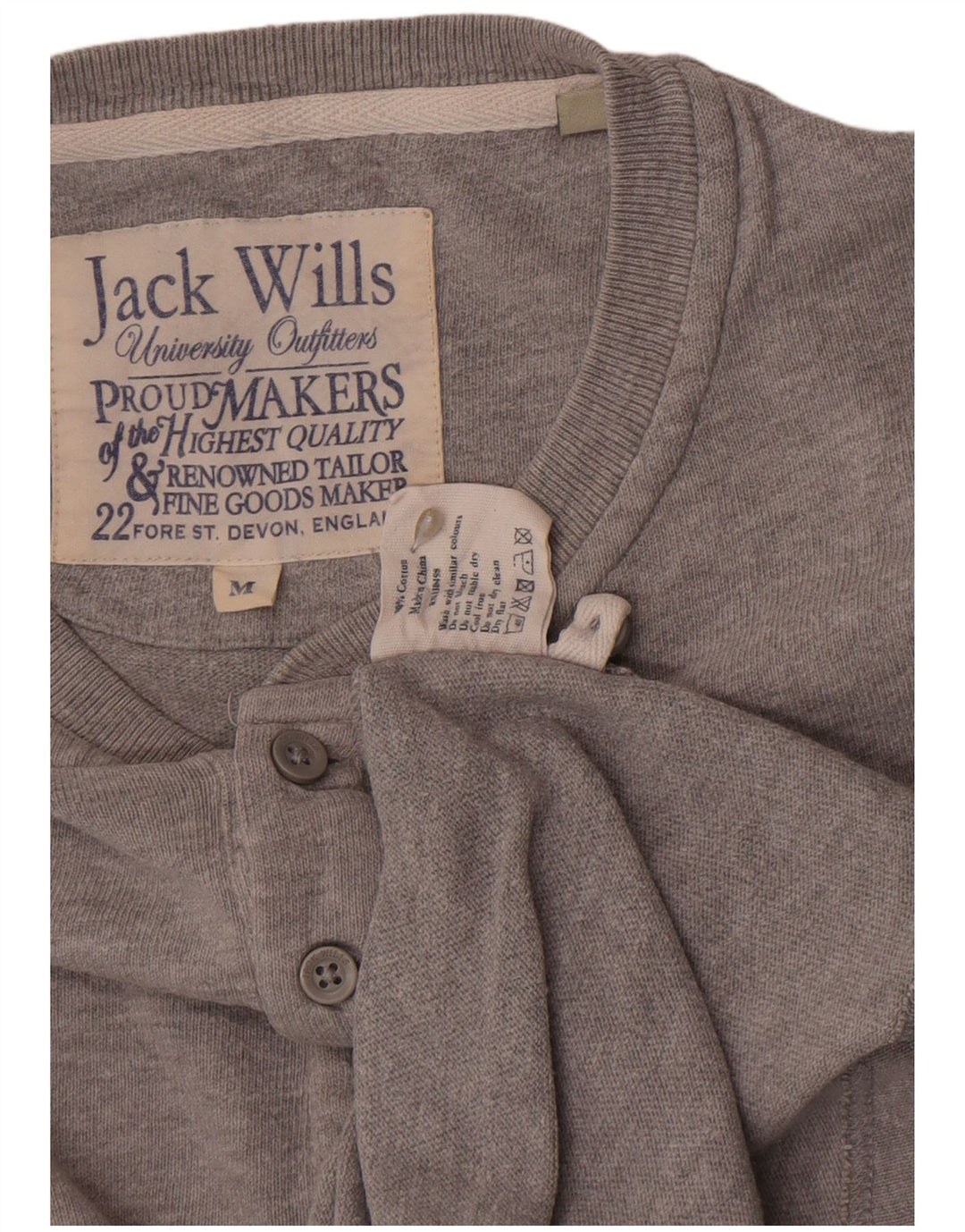 Мужской топ Jack Wills с длинным рукавом, средний серый хлопок