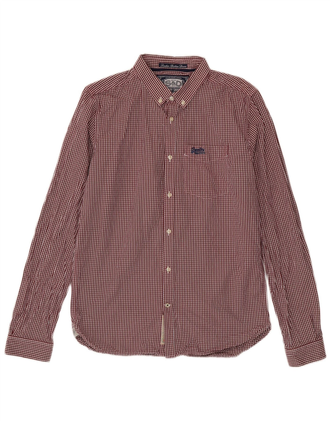 Мужская рубашка Superdry, большая красная хлопковая клетка в мелкую клетку