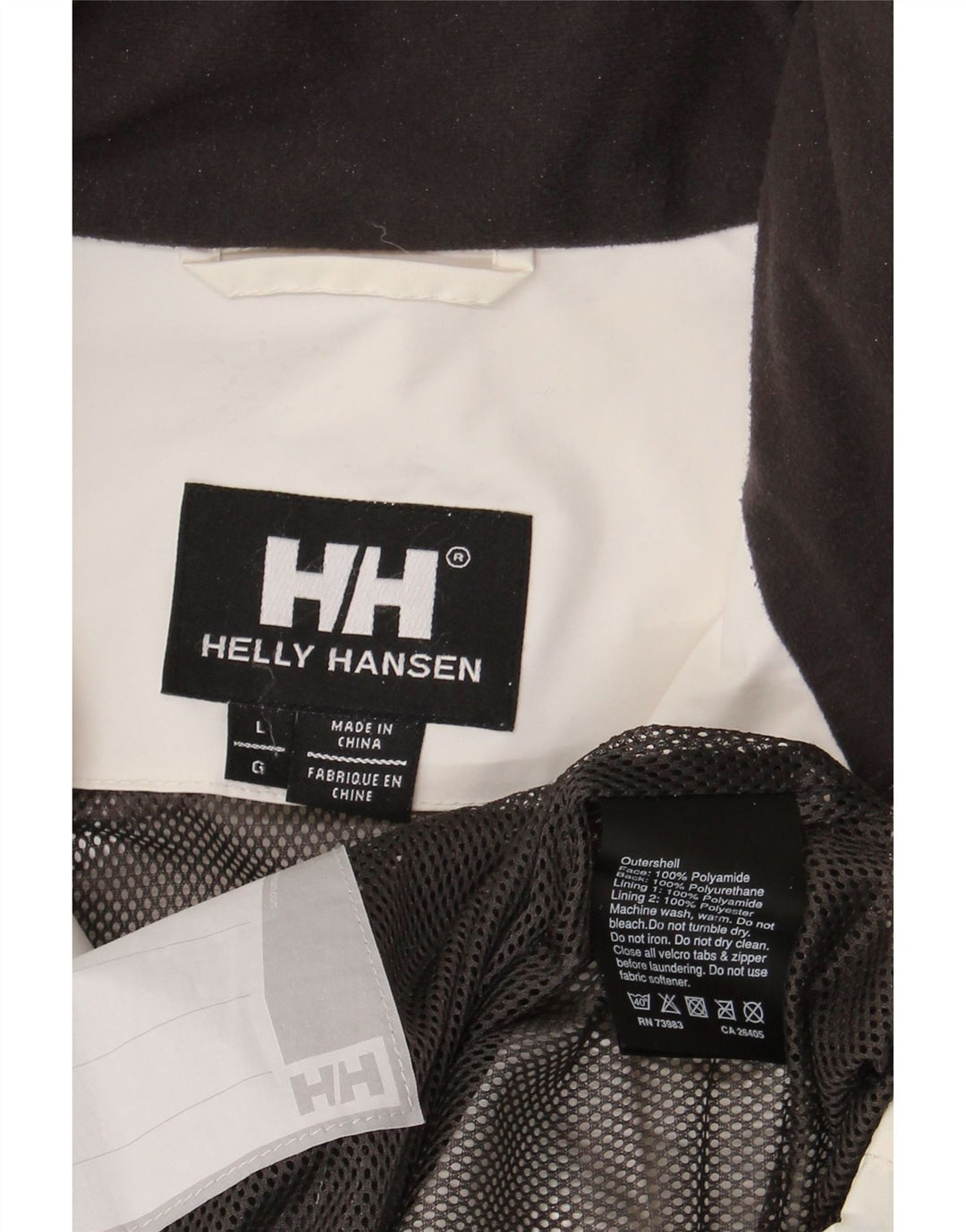 Мужская непромокаемая куртка Helly Hansen с капюшоном UK 40, большая белая с цветными блоками