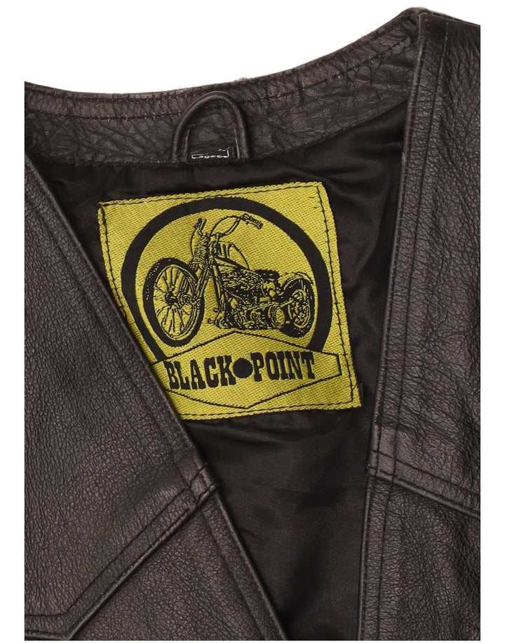 Винтажный мужской кожаный жилет в стиле вестерн, маленький черный