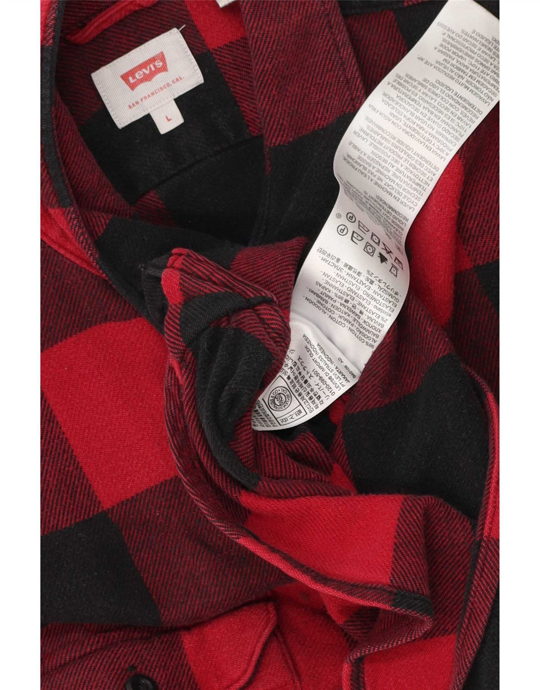 Мужская фланелевая рубашка Levi's в большую красную клетку, хлопок