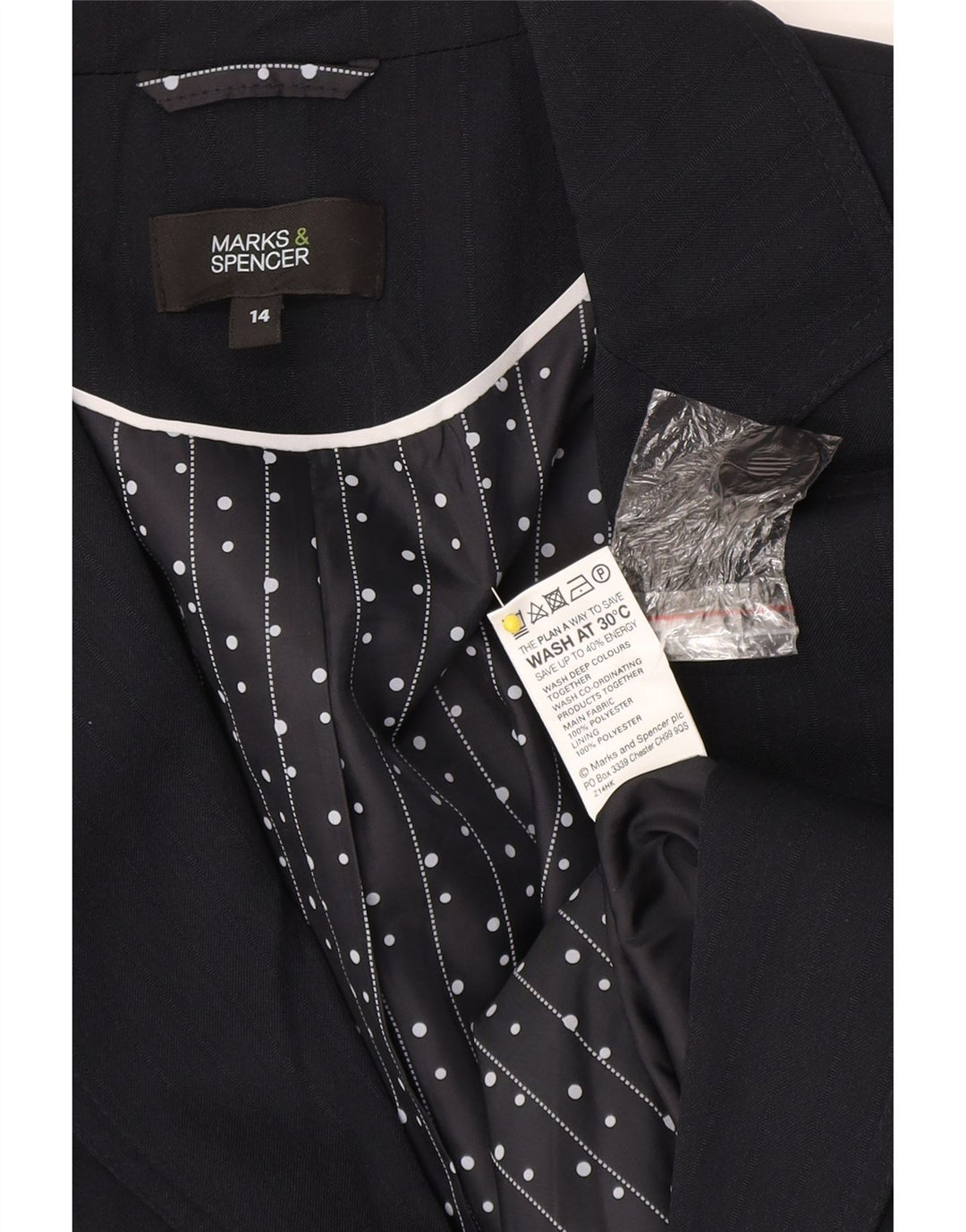 Женский пиджак Marks & Spencer UK 14 средний темно-синий в полоску