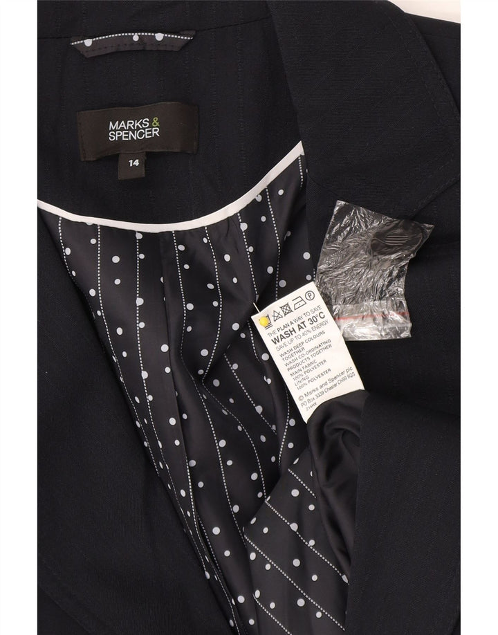 Женский пиджак Marks & Spencer UK 14 средний темно-синий в полоску