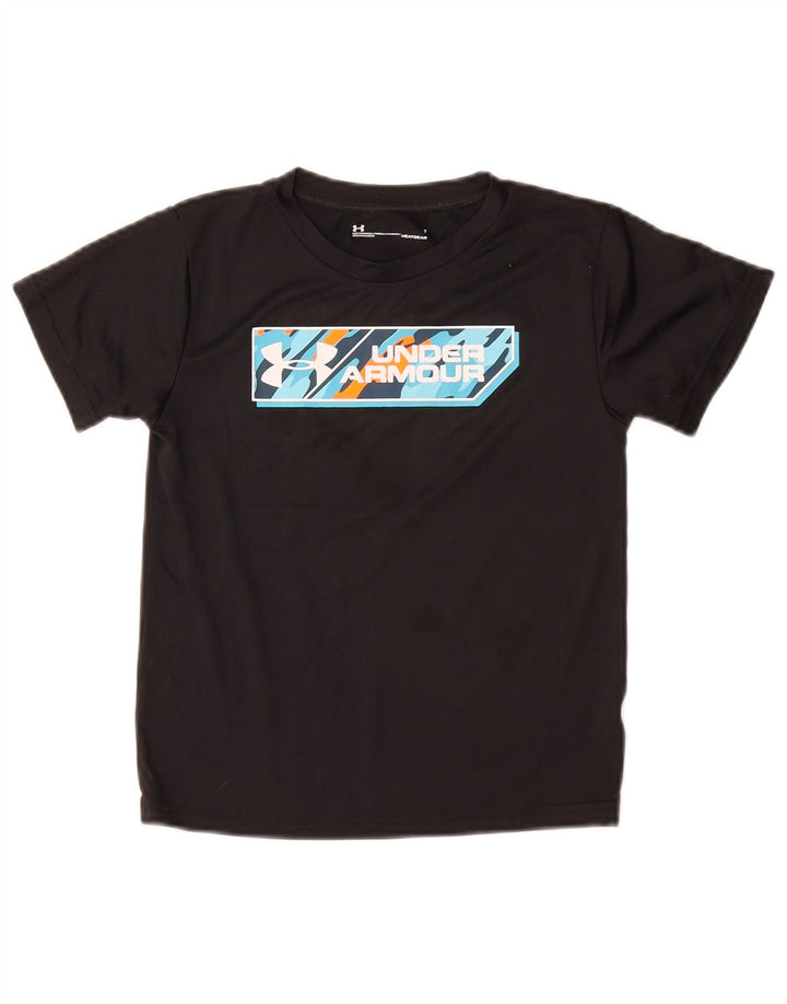 Футболка с рисунком Under Armour для мальчиков Heat Gear, топ 6–7 лет, черная