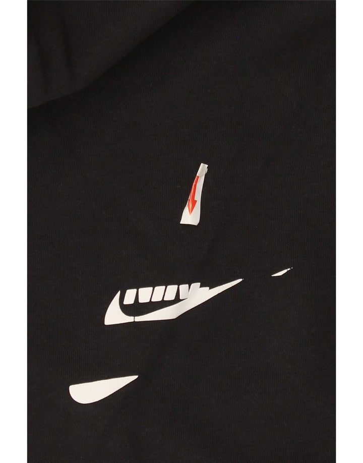 Мужской джемпер с капюшоном с рисунком Nike, средний черный, хлопковый