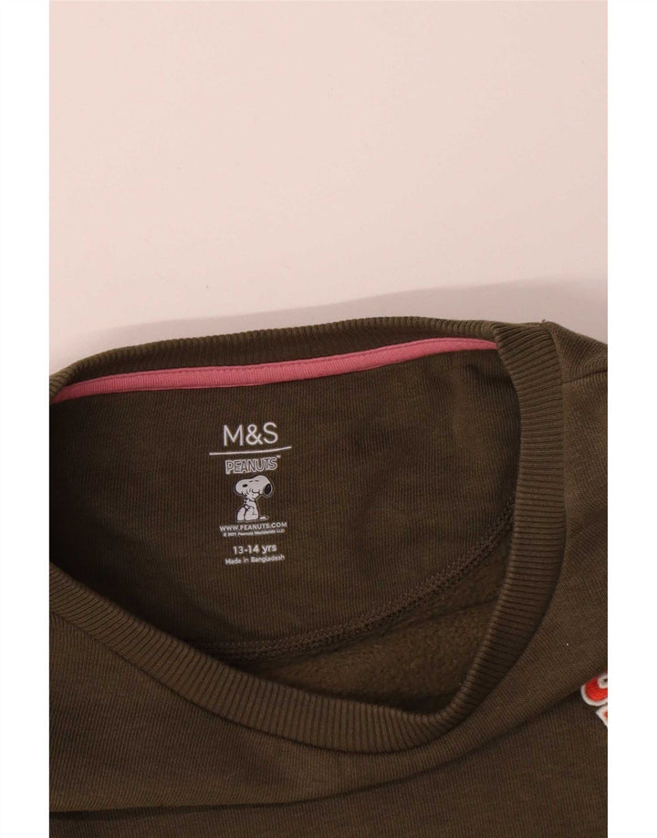 Свитшот Marks & Spencer для девочек с арахисом, джемпер, 13–14 лет, цвет хаки