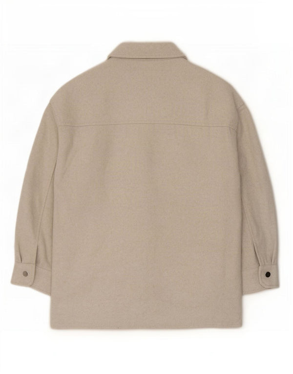 Женская верхняя рубашка Zara, фланелевая рубашка UK 8 XS, бежевый полиэстер