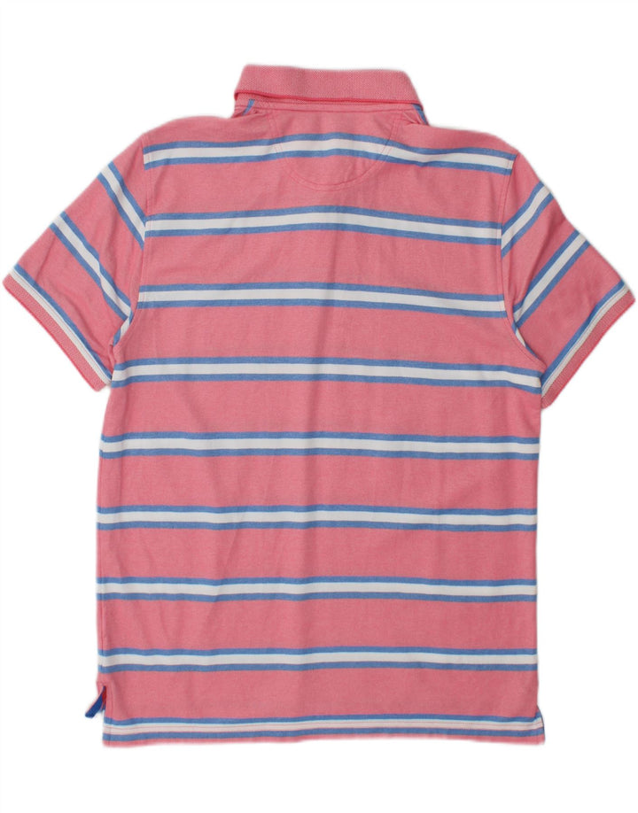 IZOD Mens Polo Shirt Medium Pink Striped Cotton Vintage Izod and Second-Hand Izod from Messina Hembry 