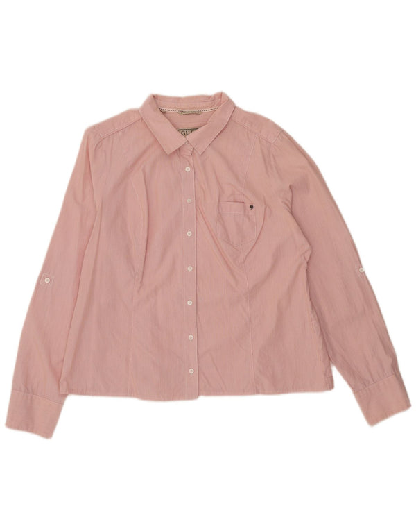 Guess Женская рубашка UK 18 XL розовая в тонкую полоску