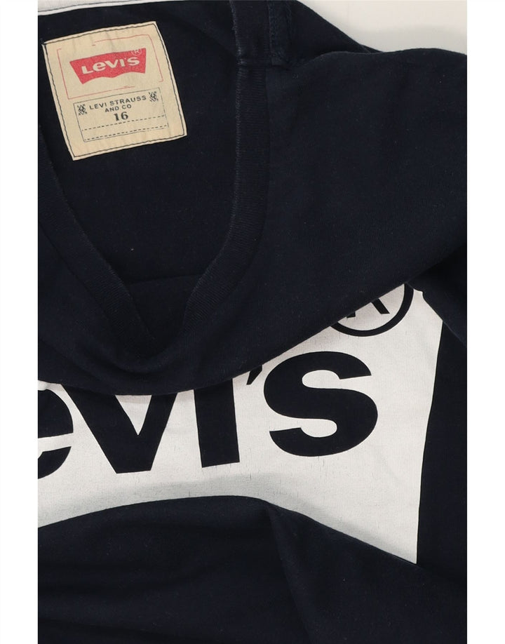 Футболка с рисунком Levi's для мальчиков 15–16 лет, темно-синяя