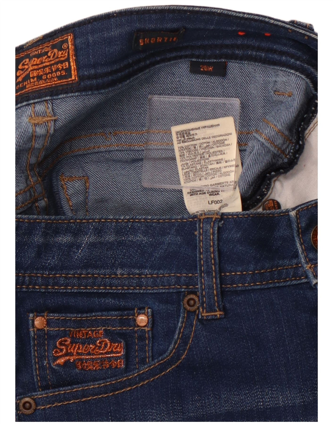 SUPERDRY Женские джинсовые шорты W26, маленькие синие, хлопок