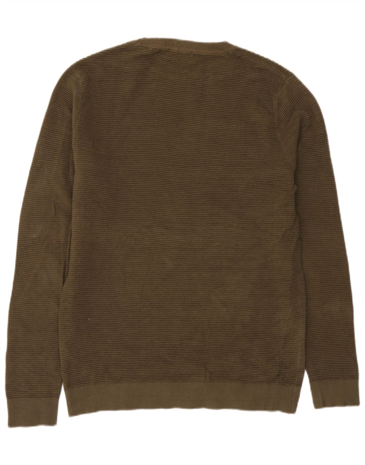 Мужской джемпер с круглым вырезом Jack & Jones, хлопковый свитер среднего цвета хаки