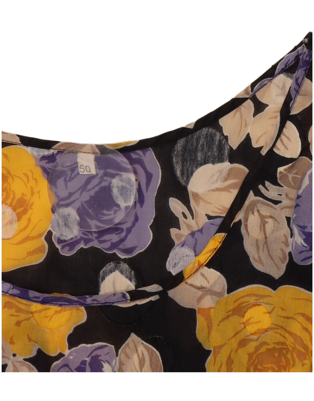 Винтажная женская укороченная блузка без рукавов, топ IT 50 XL, черный цветочный принт