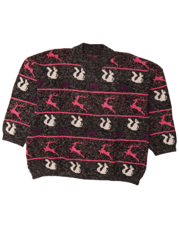 ВИНТАЖНЫЙ женский джемпер с высоким воротником, Великобритания, 18 XL, в черную полоску