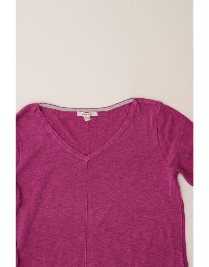 WHITE STUFF Womens V-Neck Jumper Sweater UK 10 Small Pink Cotton Vintage White Stuff and Second-Hand White Stuff from Messina Hembry 