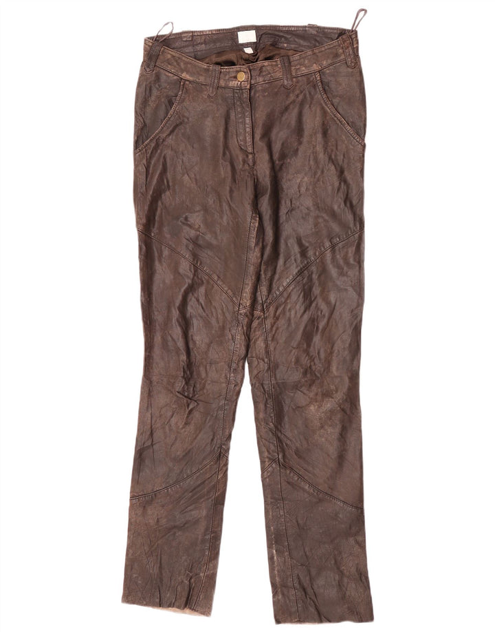 Брюки женские Alba Moda узкие кожаные EU 36 Small W26 L32 Коричневые