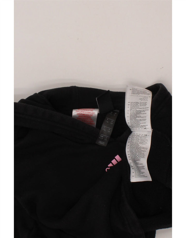 Укороченный джемпер с капюшоном ADIDAS для девочек 7-8 лет, черный хлопок